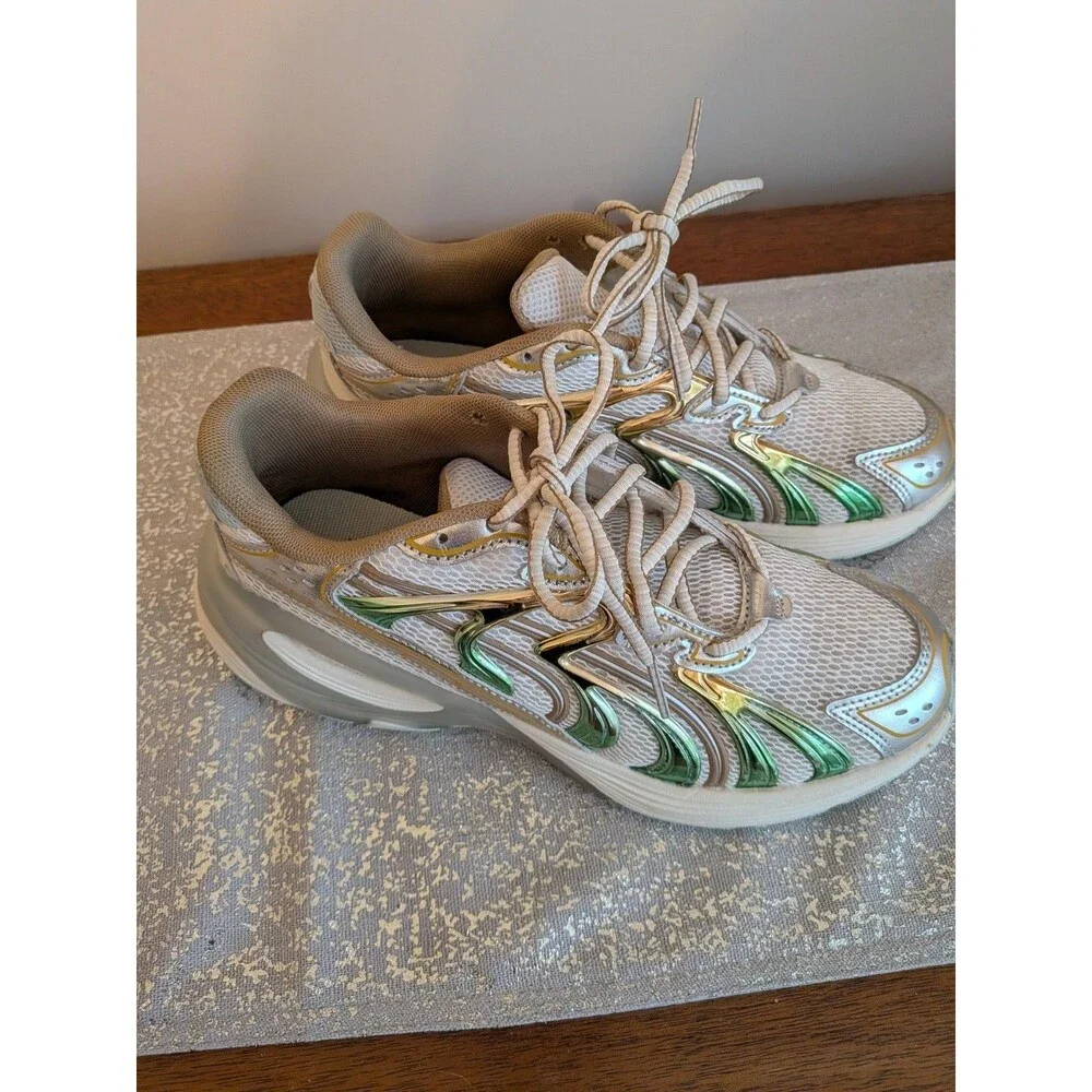 PUMA Inverse Shimmer Sneakers Womans Size 8 US White Green Gold Metallic Runners